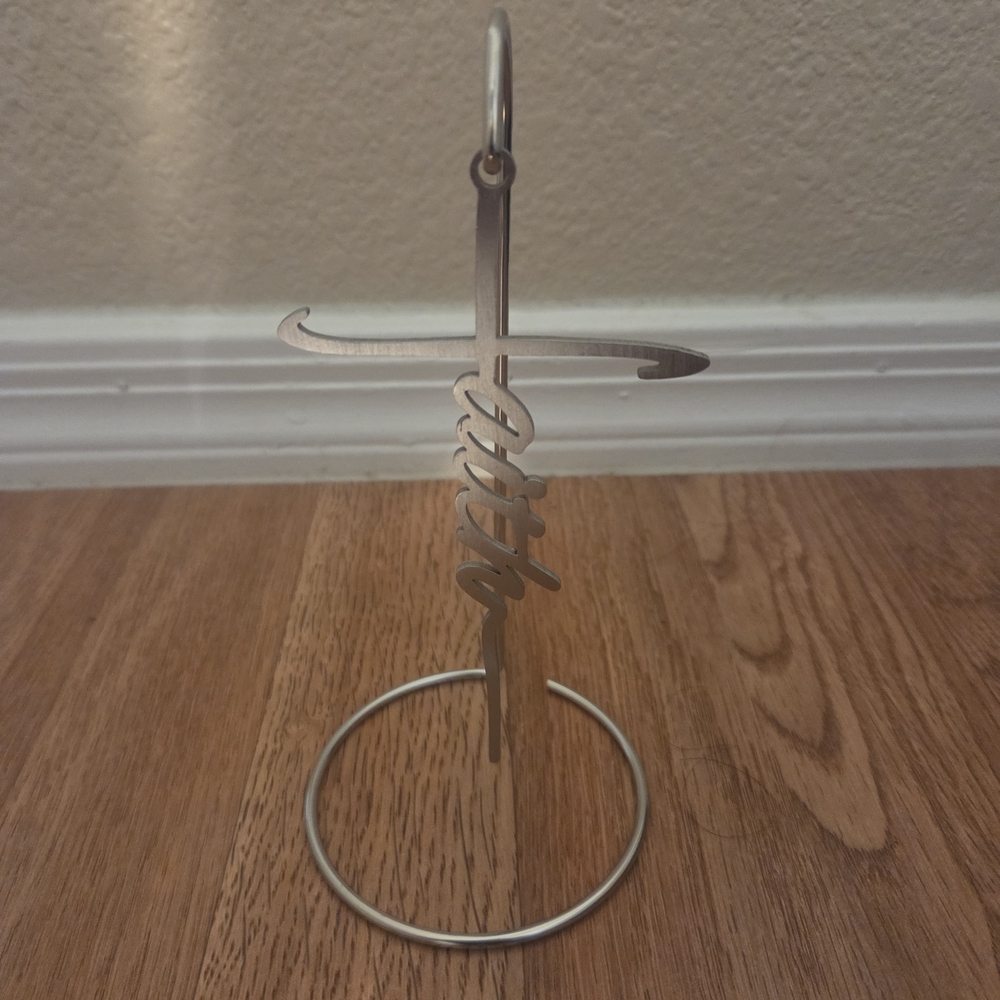 Decorative Faith Cross Self Hanging With Base